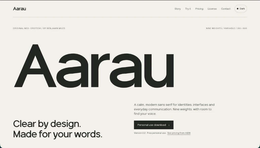 Aarau specimen site, Clear by design. Made for your words.